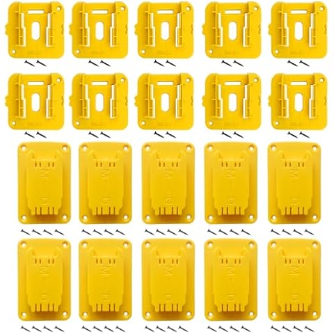UOSXVC Battery and Tool Holders, 10pcs Each, Fit for Dewalt 20V Battery and 20V Tool Drill Driver Yellow Cover