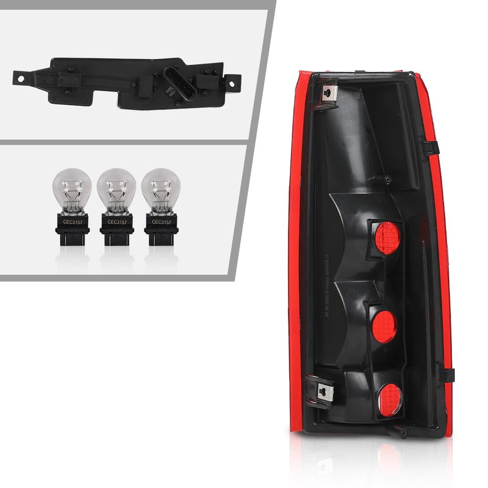 G-PLUS Tail Lights Assembly w/Bulb,Comaptible with Chevy GMC C/K 1500 2500 3500,Fit Chevy Silverado 1988-1999,Fit Chevy Blazer 1992-1994, Red Left&Right Luces Traseras, Faros Traseros Rear Lamps