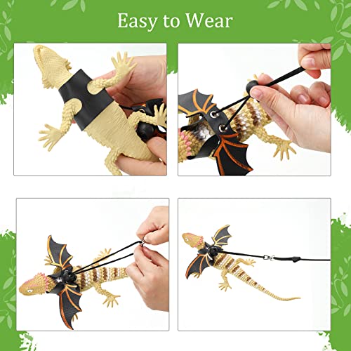 5 Pieces Bearded Dragon Accessories Toy Set Bearded Dragon Leashes and Harnesses S/M/L 3 Size Packed Lizard Harness Mini… - Image 5
