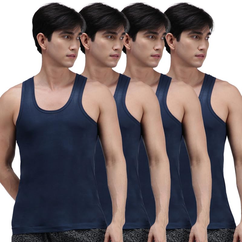Image of Amul Comfy Men's Cotton Vest | Round Neck Sleeveless | Seamless Body for Superior Comfort | Ultra-Soft Hand Feel | 100% Pure Cotton Innerwear | Color May Vary