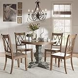 Inspire Q Eleanor Sage Green Round Solid Wood Top Double X Back 5-Piece Dining Set by Classic Oak...