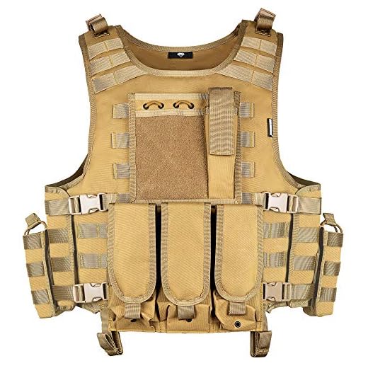 MGFLASHFORCE Tactical Airsoft Vest Adjustable Modular Paintball Vest (Tan)