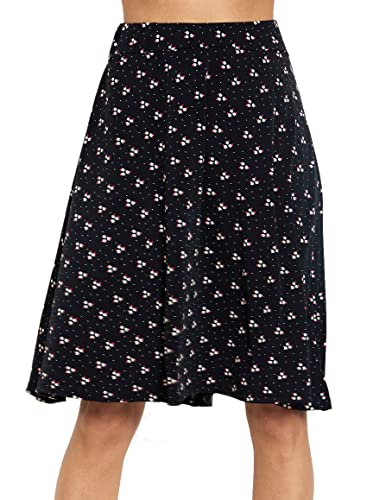 Van Der Rich ® - Falda Floral con Cintura elástica - Mujer (Negro Flor 2, L-XL)