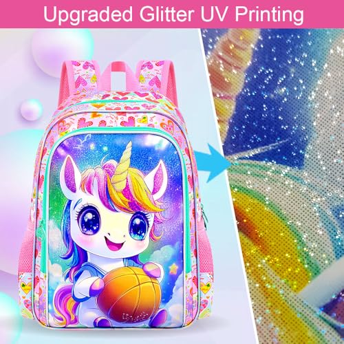 Image of 3Pcs Unicorn Backpack, 16 inch Girls School Bookbag Set with Lunch Box,Kids Backpacks for Elementary Preschool Kindergarten (Pink)