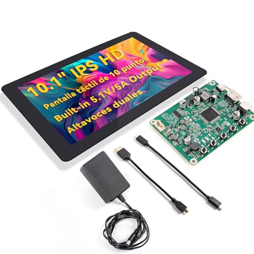 SUNFOUNDER Ultimo 10 pollici DIY Touch Screen All In One Solution per Raspberry Pi 5, IPS HD 1280x800 LCD, Built In 5.1V/5A Output, HDMI, 10 punti, Nessun Driver, altoparlanti, per RPi 5/4/3/Zero 2W