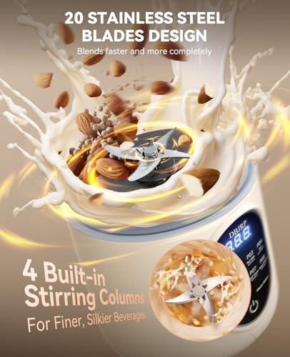 44oz Nut Milk Maker Machine, 8 in 1 Automatic Soy Milk Maker, Homemade Soy, Almond, Oat, Coconut, Plant Based and Non Dairy Beverages, Delay Start/Self-Cleaning with Electronic Cookbook image 5