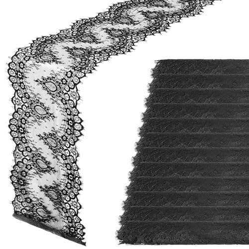 Chumia 12 Pcs Black Lace Table Runners 11 x 120