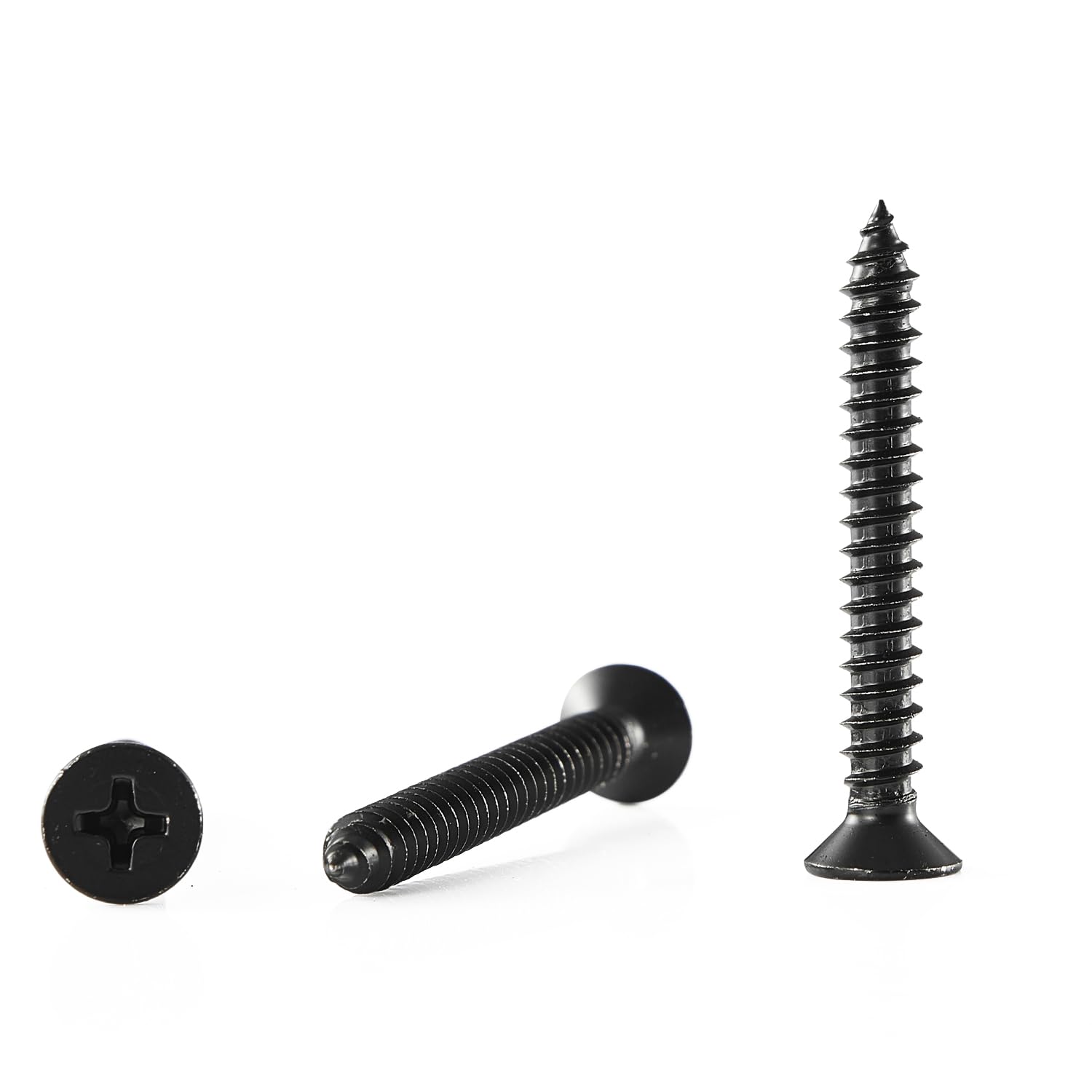 GOHODOMINO #14×1-1/4″ Wood Screw 100Pcs, Stainless Steel 304 (18-8) Screws Flat Head Phillips Fast Self Tapping Drywall Screws Black Oxide