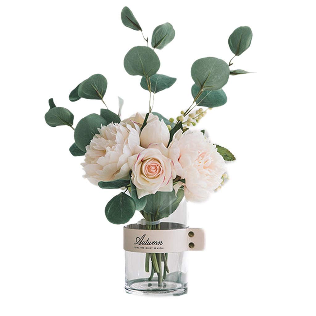 XDLEDMKIZ Artificial Flower in Pot Artificial Flowers and Vase Silk Fake Rose Flower Wedding Bouquet Decoration Family Garden Party Table Centerpieceentor : A Interesting