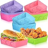 Hoolerry 25 Pcs Block Building Party Favor 5 lb Paper Food Trays Large Brick Theme Party Disposable Serving Tray Snack Tray for Food Building Block Birthday Baby Shower Decor (Light Color)