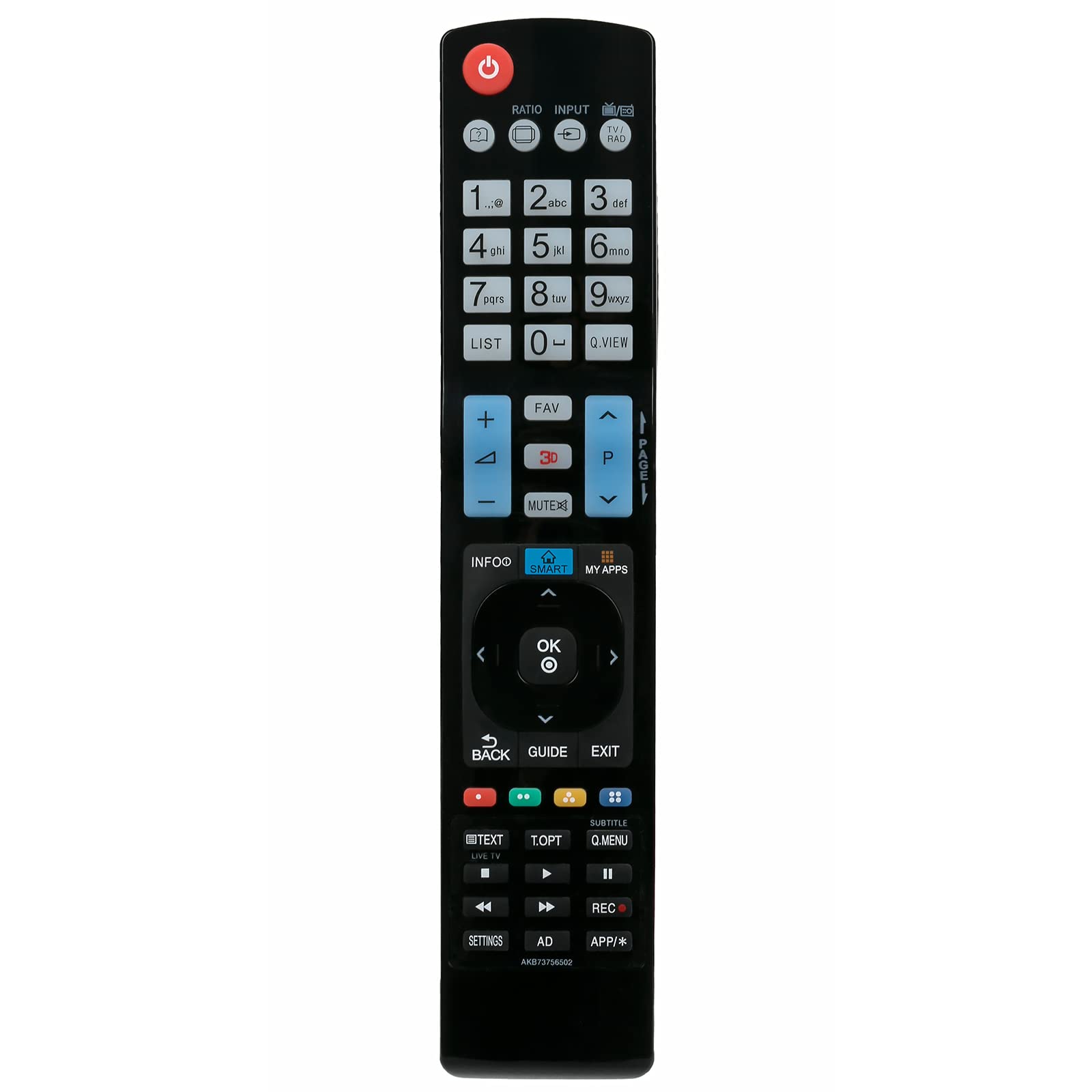 VINABTY AKB73756502 Telecomando sostitutivo adatto per LG LED TV LCD 3D 60LA620S 32LM620T 32LA620 32LA6208 32LA6208AEU 32LA620S 32LA660 29LN460R 32LA6608 32LB57 32LH510B 32LM620 32LM620S