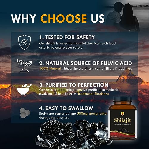 Jain Shilajit Asphaltum Mineral Pitch Tablets - 60 Tablets - Image 3