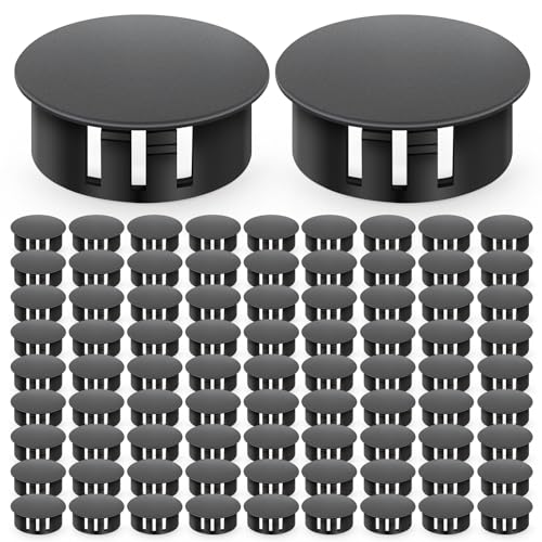 Image of 200Pcs 1 /2 inch Black Plastic Plugs Hole, Black Round PA66 Plug Furniture Hole Decorative Cover