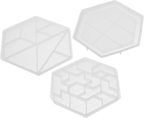 DECHOUS 3 moldes de silicona para rompecabezas de resina, bandeja de silicona con forma geométrica, bandeja de silicona para niños, bandeja de