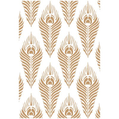 TODO-STENCIL Deco Fondo 099 Plumas Pavo Real. Medida Exterior 20 x 30 cm Medida del diseño: 18 x 26 cm Cover