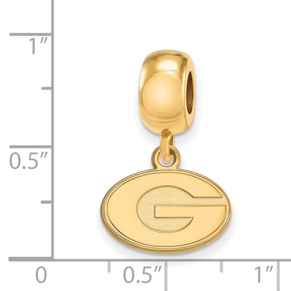 LogoArt 14k Yellow Gold Plated Sterling Silver University of Georgia XS Dangle Bead Charm