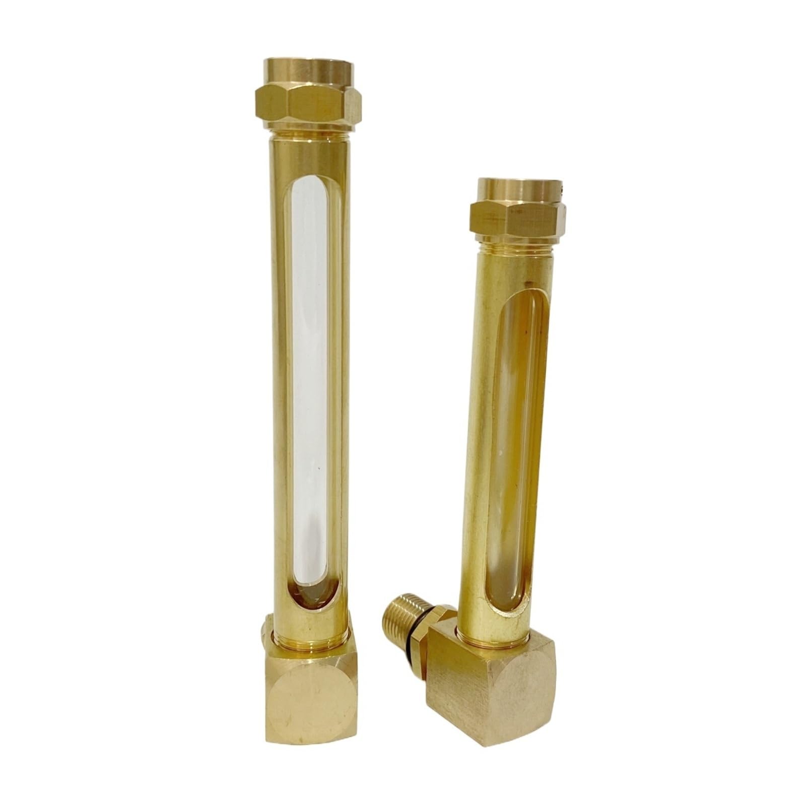 Indicador de nivel de aceite líquido de latón en forma de L con rosca macho BSP de 1/4", 3/8" y 1/2"(Two Window,250MM_1/2")