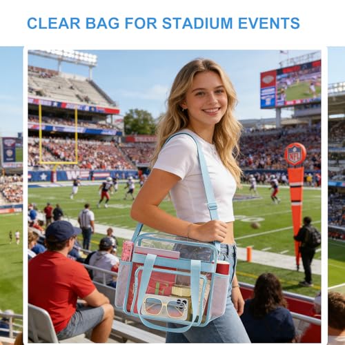 Image of Busiuw Clear Bag for Stadium Events, Stadium Approved 12x12x6 Clear Tote Bag for Sport Fan, Work Concert Travel