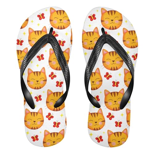 Burbuja Cat Face Flip Flops for Women Men, Soft Thong Sandals Rubber Slippers for Pool Beach Essentials