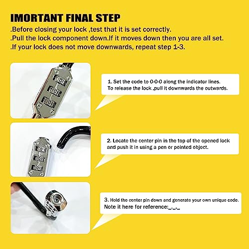 Axiniu Heavy Duty Anti-Theft Bicycle U Lock,with 4-5ft Length Security Cable| Mounting Bracket| Keys| 3-Digit Combination Lock for Mountain Bike Electric Bike Folding Bike