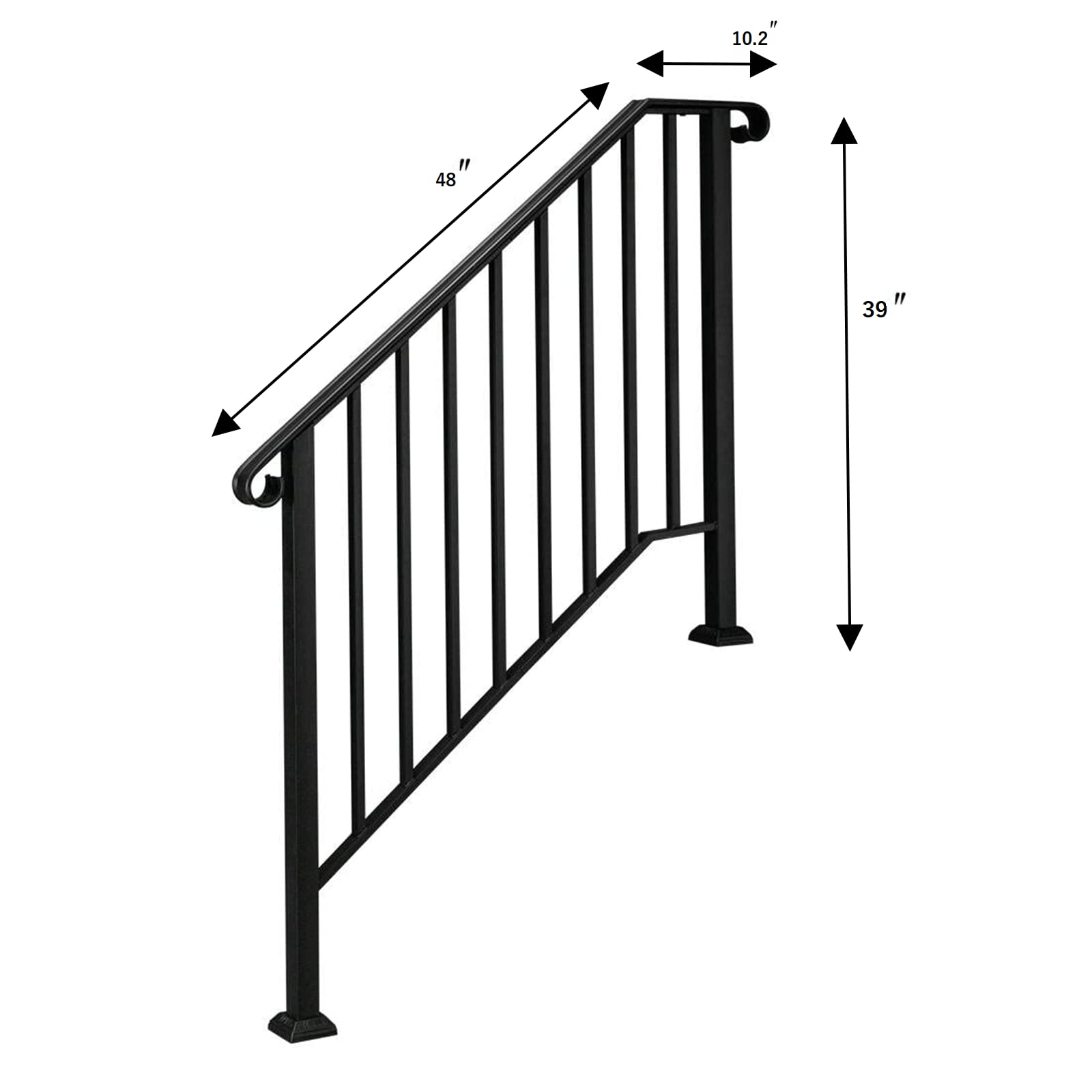 Handrails for Outdoor Steps 5 Ft Transitional Handrail, Outdoor Stair ...