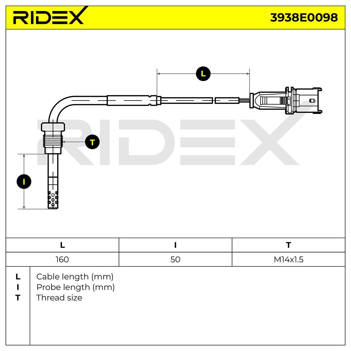 RIDEX 3938E0098 Sensor temp. gas escape
