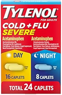 Tylenol Cold + Flu Severe Day & Night Caplets for Fever, Pain, Cough & Congestion Relief, 24 Count