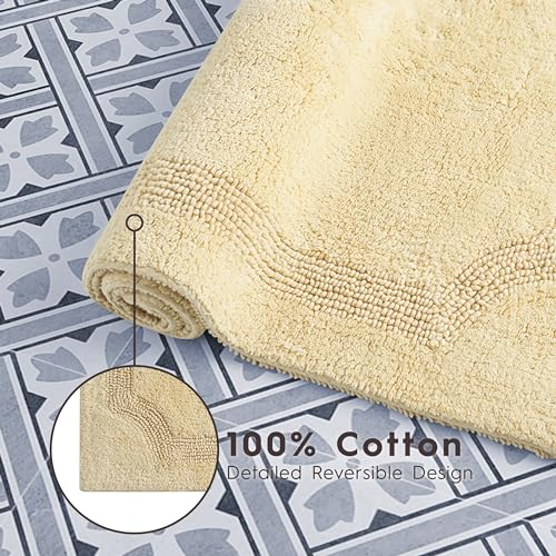 Laura Ashley - Reversible Cotton Bath Mat, Premium Bathroom Décor, Machine Washable Bathroom Rug, Highly Absorbent, 17"x24", Yellow by Laura Ashley - Image 5