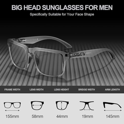 Image of STGATN Big Head Sunglasses for Men - 155MM for Large Wide Heads Men's TR90 Ultralight UV400 Protection Glasses