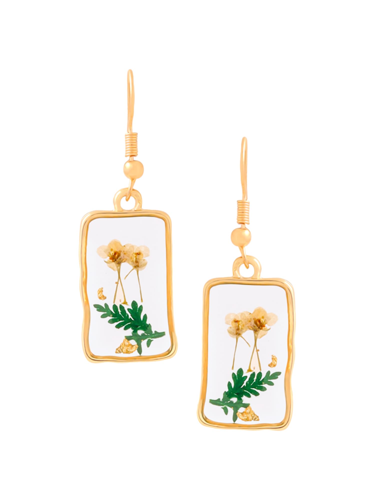 yellow chimes Drop Earrings for Women | Fashion Yellow Flower Pressed Earring for Girls | Hanging Resin Earrings for Women | Birthday Gift for Girls Anniversary Gift-picture-54