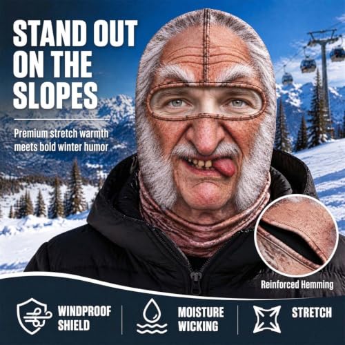 Funny Old Man Ski Mask Balaclava, Realistic Full Face Cover for Men Women - image 5