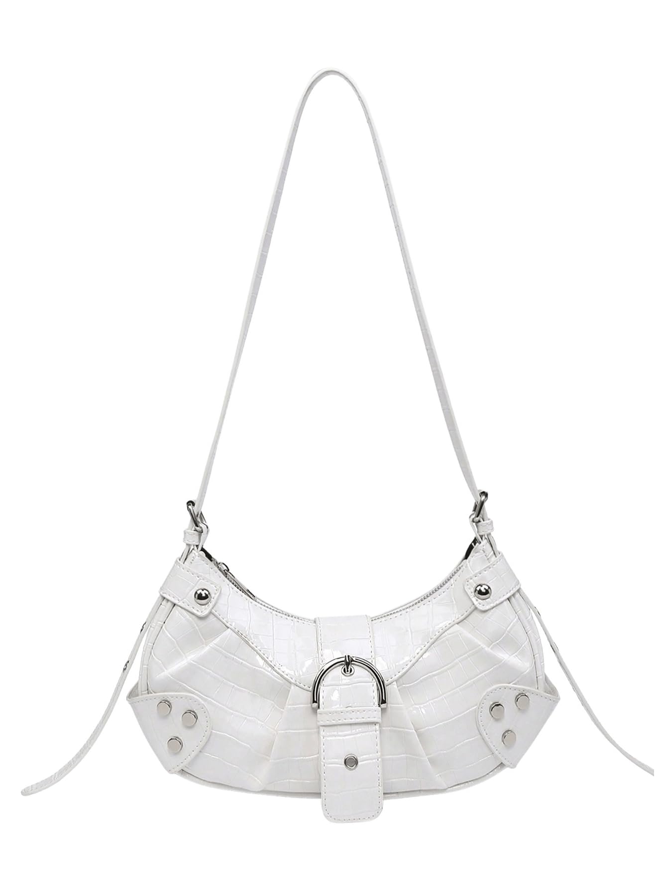Verdusa Women's Pleated Shoulder Bags Metallic PU Leather Clutch Handbag