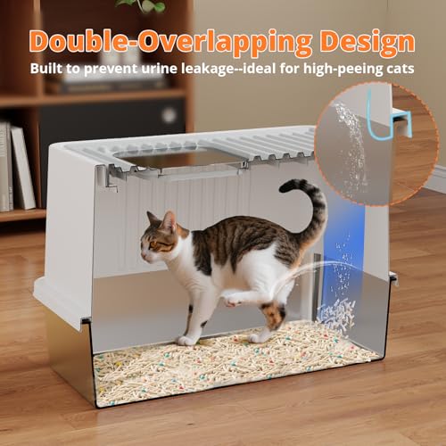Caja de arena para gato de acero inoxidable Oneluck con tapa miniatura 4