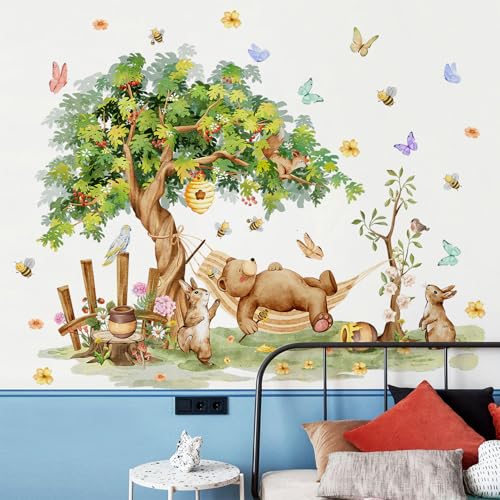 Vinilo decorativo grande árbol y animales para pared miniatura 4