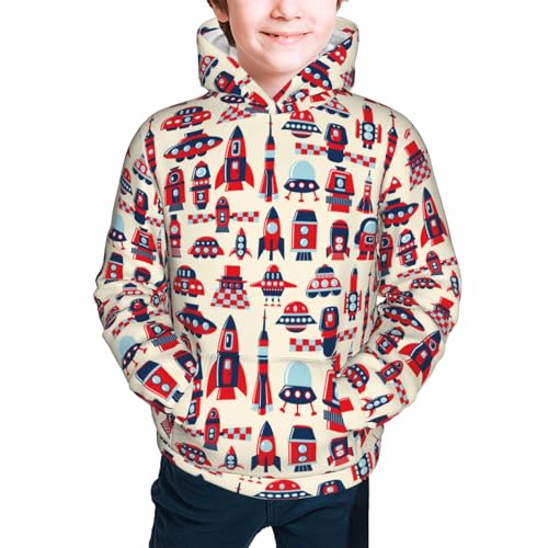 Rocket Pattern Kid Hoodies Boys Sweatshirts Girls Pullover with Pocket3