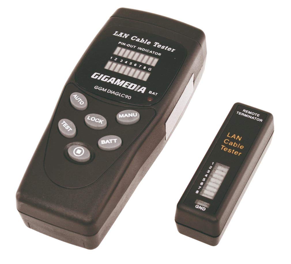testeur de câblage - pour rj45 et rj12 - gigamédia diaglc90