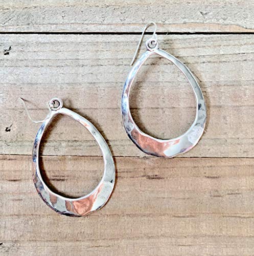Large Teardrop Hoop on Sterling Silver Earrings Bohemian Boho Statement Jewelry2