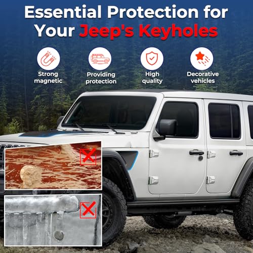 Image of CALBEAU Keyhole Covers Compatible with 2018-2026 Jeep Wrangler JL and Gladiator JT Front Door, Strong Magnet Keyhole Decor Accessories for Door Lock Protection (Flag 3PCS 2007-2018)