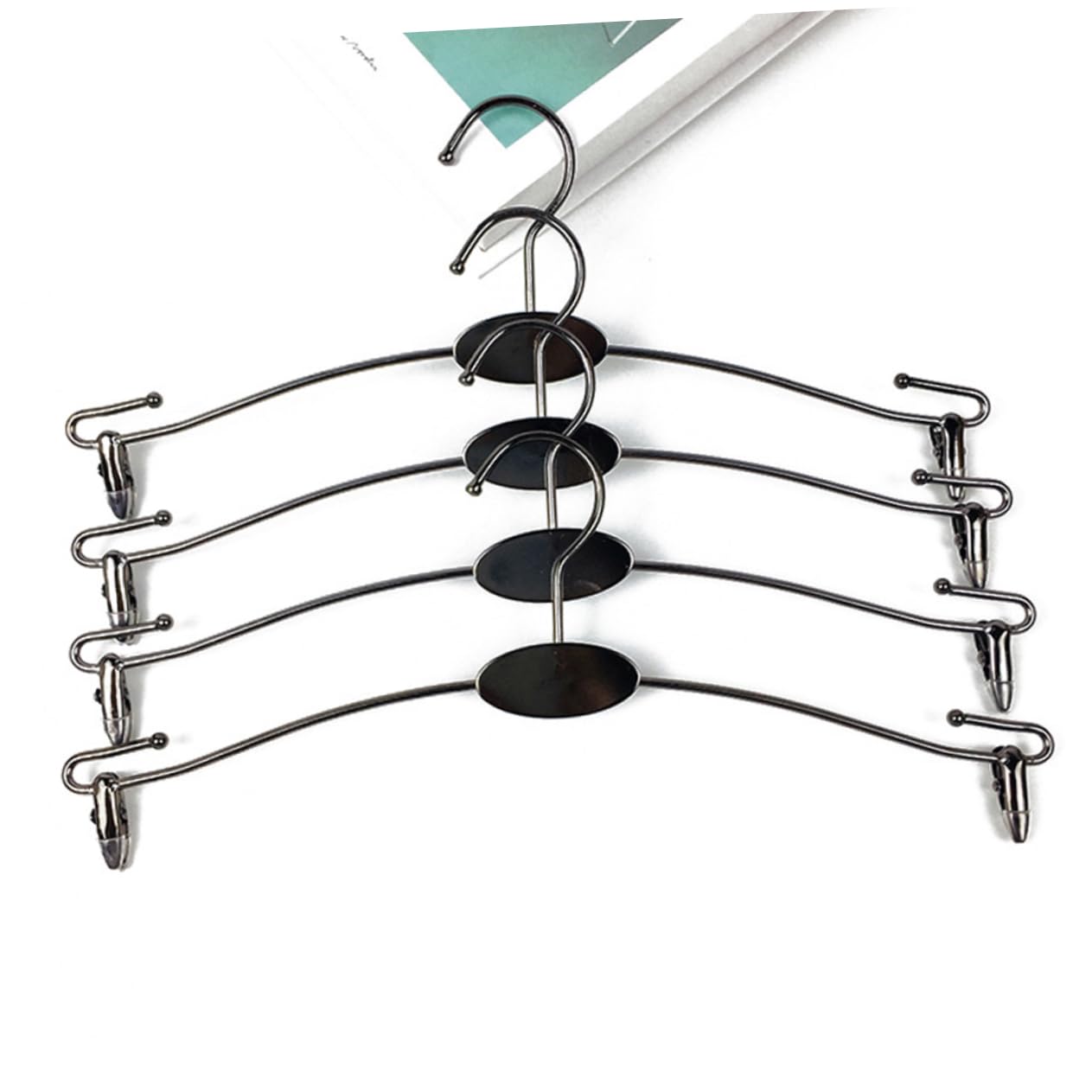 LALADEFIEE 10pcs Non Slip Black Metal Underwear Hangers Space Saving Clothing Clips for Shop Display Strong Lightweight Design for Underpants Suit Organization