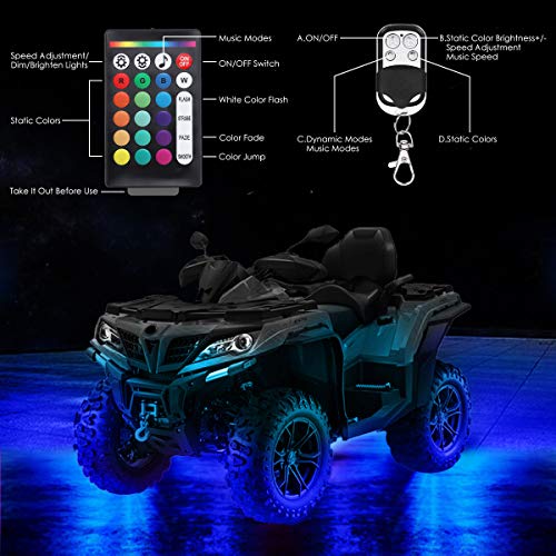 AMBOTHER LED RGB Rock Lights 120 LEDs 8 Pods Underglow APP Multicolor Music Sync Waterproof Neon with 24 Key 4 Key Remote Controller Exterior Under Glow Light for Trucks Car Off Road - Thumbnail 2