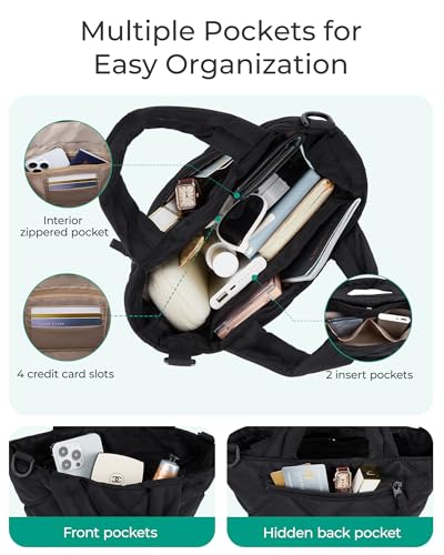 Bagsmart Crossbody Bags For Women, Quilted Grid Mini Tote Bag Shoulder Bag, Small Purse Handbag Organizer thumb #3