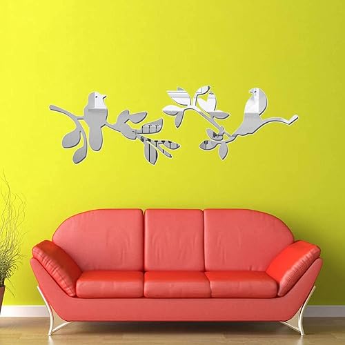 Miniatura 8 de Lovely Birds Home Mirror Art Decoración 3D Removibles Pegatinas de pared de espejo autoadhesivo DIY Adhesivos de pared Duradera Dormitorio Salón