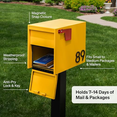 image for Adoorn Lockable Post Mount Mailbox | Large Size - Anti-Theft Locking M