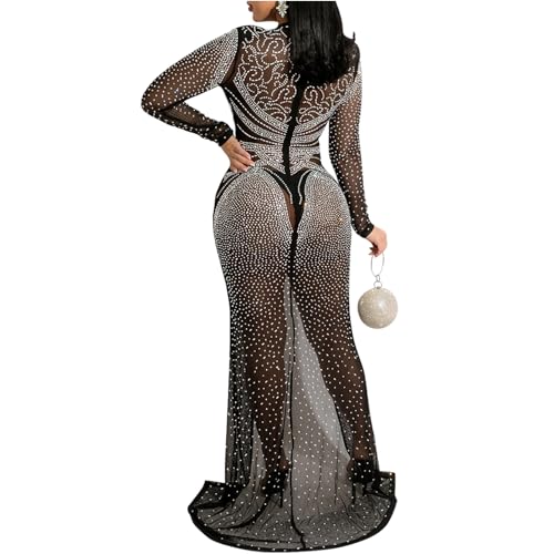 Image of Nagfar Women Rhinestone Sequin Birthday Party Sexy New Year Formal Dress