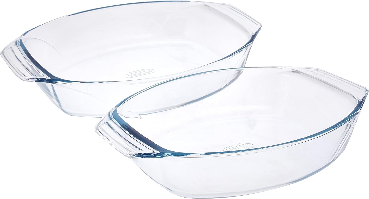 Irresistible Oval Roaster Set of 2 (4L+2.8L) - Versatile Borosilicate Glass Kitchen Essential