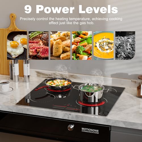 Image of Hobsir 24 Inch Electric Cooktop 4 Burner 6000W, 24 inch Radiant Electric Stove Top, Built-in Ceramic Stove Top with Sliding Control, Timer, Safety Lock, 9 Power Levels, 220V-240V Hard Wire (No Plug)