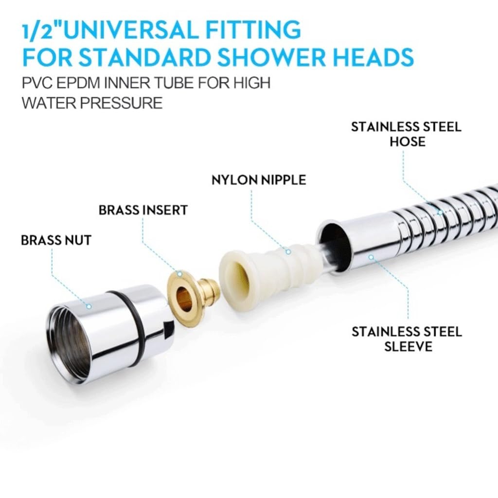 Tubo de ducha antitorsión, Manguera de acero inoxidable antigrietas de 1,5 m for baño, accesorios for tuberías de agua