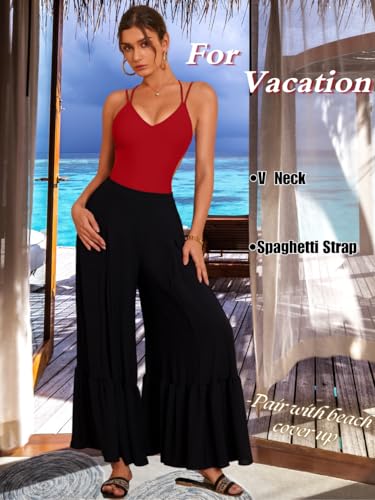 Image of ShawGobow Sexy Swimsuit for Women,Backless Scrunch Butt High Cut Monokini,One Piece Cheeky Bathing Suit Beach Pool Party