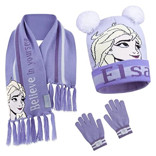 Disney Set Bufanda, Gorro y Guantes para Niñas Elsa Frozen