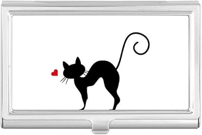 Animal Heart-Shape Cat Sihouette Business Card Holder Case Pocket Box Wallet